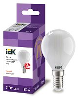 Лампа светодиодная G45 шар матовая 7Вт 230В 3000К E14 серия 360° | код LLF-G45-7-230-30-E14-FR | IEK